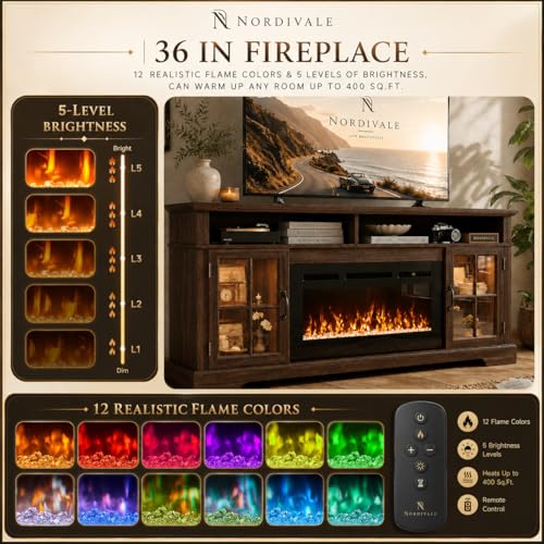 70" Farmhouse Fireplace TV Stand for TVs up to 80", view 7