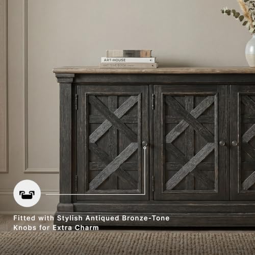 Signature Design by Ashley Farmhouse Sideboard Buffet Cabinet, Black/Gray, view 7