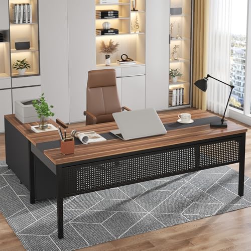 Tribesigns 71 Inch Executive Desk with Filing Cabinet, L Shaped Office Desk, view 2