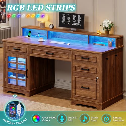 60'' Farmhouse Executive Desk with Drawers, view 7