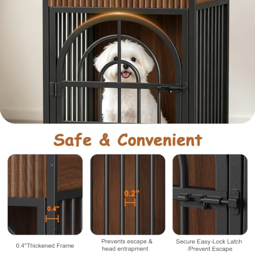 Dog Crate Furniture, Wooden Dog Kennel for Small Breed,Walnut, view 8