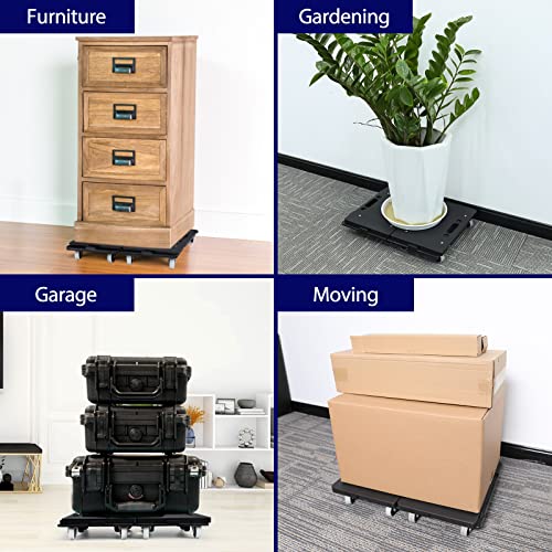 Furniture Dolly, 2 Pack Small Flat Moving Dolly, Furniture Movers with 4 Wheels, 500Lbs Capacity, Connectable and Portable Dollies for Heavy Appliance, Black