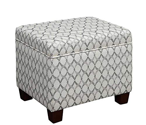Madison Storage Ottoman 21.75" - Modern Upholstered Footstool & Seat with Hinged Lid for Transitional Living Room, Bedroom, Hallway, & Entryway, Ribbon Pattern Fabric