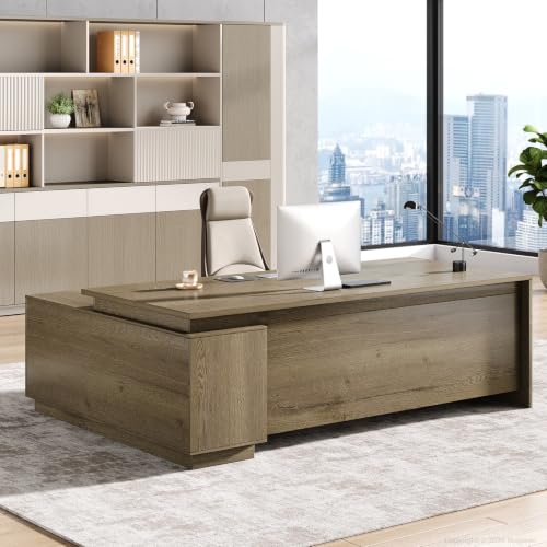 63" L-Shaped Executive Desk with Reversible Storage Cabinet, view 2