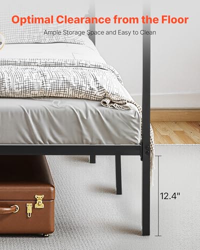 Canopy Bed Frame King Size, Metal Canopy Bed with Four Posters Design, view 8