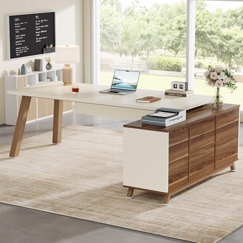 Tribesigns 78.7-Inch Executive Desk, L-Shaped Desk with 55-Inch Cabinet, view 7