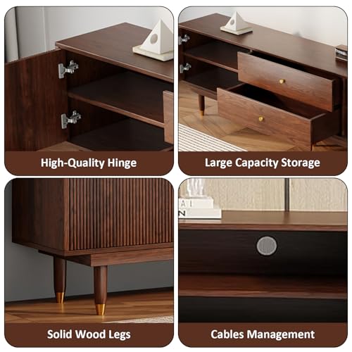 66.9" Mid Century Modern TV Stand for 75 inch TV for Living Room, Walnut, view 7
