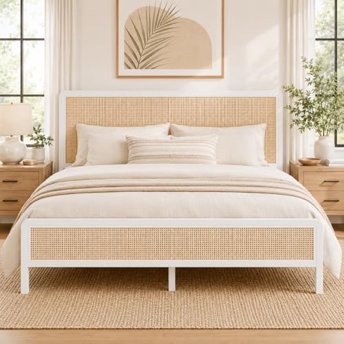 Rattan Queen Bed Frame with Headboard, view 2