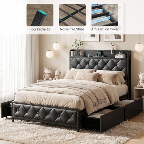 LED Bed Frame with Storage, view 7