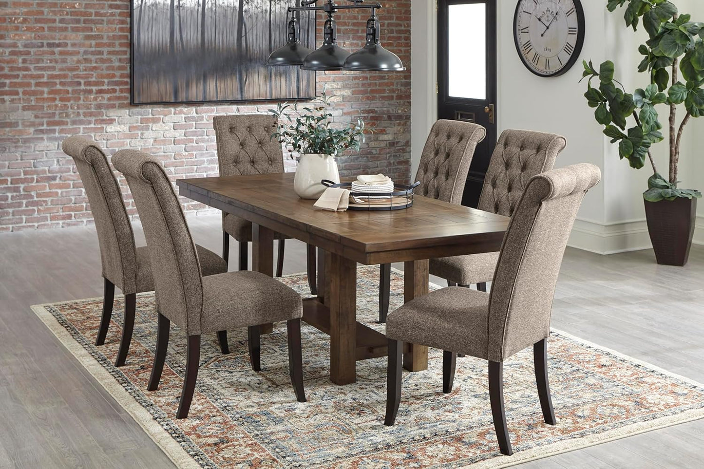 Moriville Farmhouse 36” X 30” Dining Extension Table, Seats up to 8, Brown