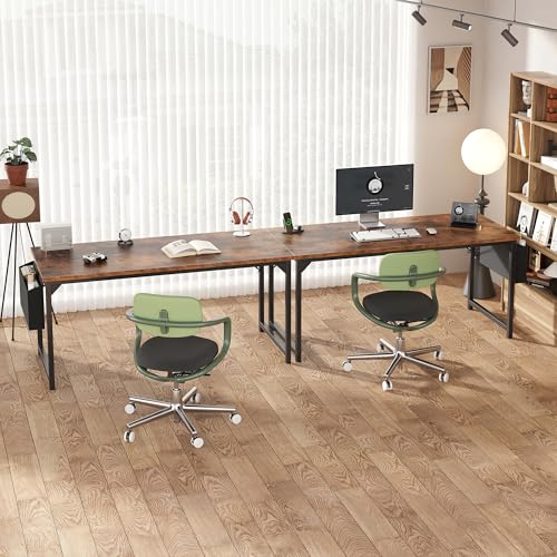 Computer Desk 63 Inch Home Office Desks for Small Spaces, Gaming Writing Study Work Table with Storage Bag and Headphone Hook for Bedroom, Rustic Brown
