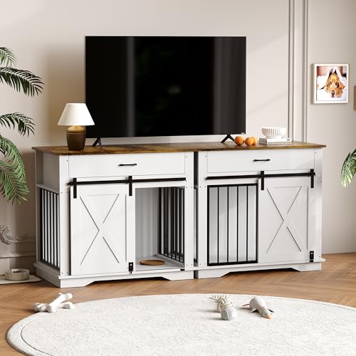 38" Farmhouse Dog Crate Furniture with Sliding Barn Door, view 7