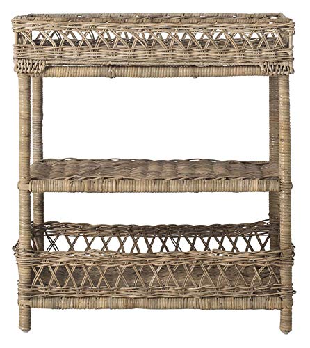 SAFAVIEH Home Collection Ajani Natural Wicker 3 Tier Accent Table