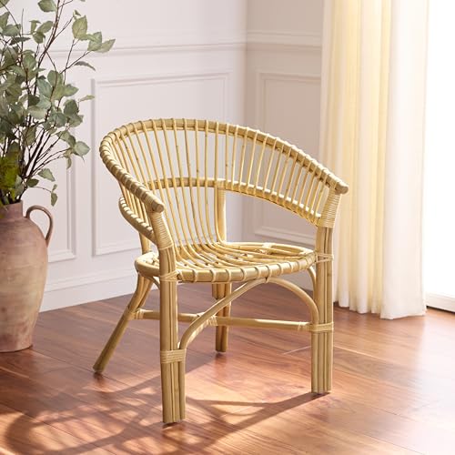 SAFAVIEH Furniture - Varvara Woven Accent Chair - Natural Rattan - Fully Assembled - Ideal for Living Room, Bedroom, Dining Space, 16" Seat Height (ACH9905A)