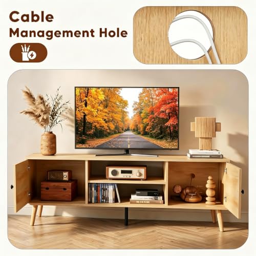 TV Stand for 55 60 inch TV, Modern Mid Century Entertainment Center with Storage, view 7