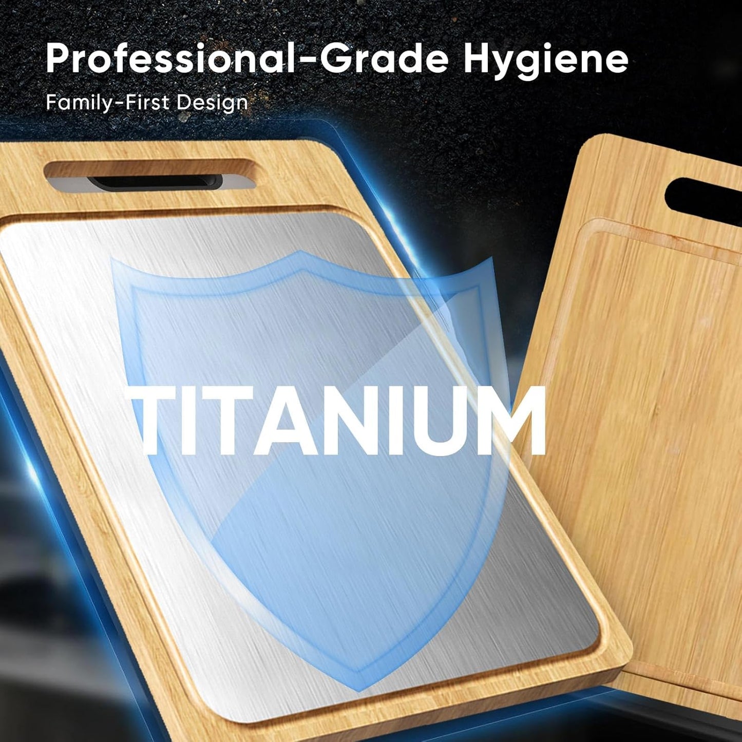 Titanium Cutting Board, Double Sided Titanium/Bamboo Wood Large Chopping Boards with Juice Groove Cutting Pads for Meat, Vegetables and Fruits