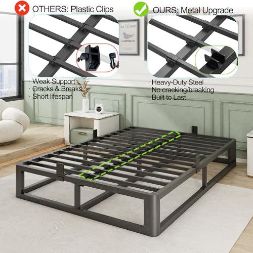 Steel Slats King Bed Frame with Rounded Corners, Quiet Assembly, view 7