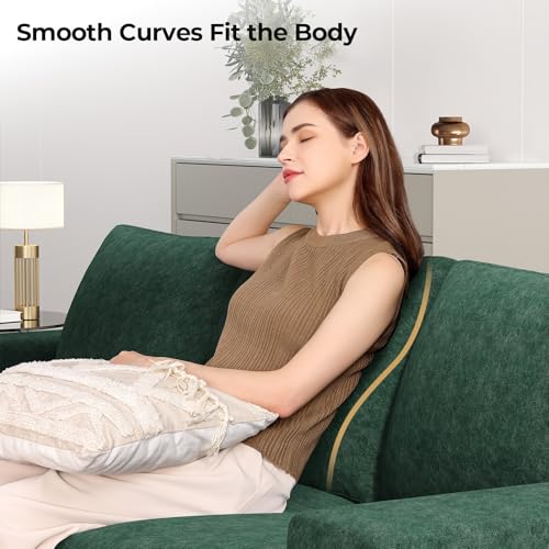 3 Seater Sofa Couch with Deep Seat, 90" Modern Upholstered Sofa with Armrests, Easy Installation, Comfy Couches for Living Room, Apartment, Green