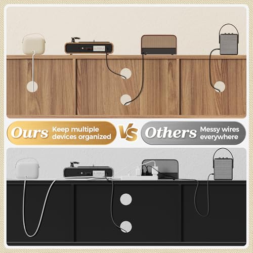 Boho TV Stand for 65 Inch TV, Entertainment Center with Adjustable Shelf, Rattan TV Console with 2 Cabinets, Media Console, Solid Wood Feet, 4 Cord Holes, for Living Room, Walnut