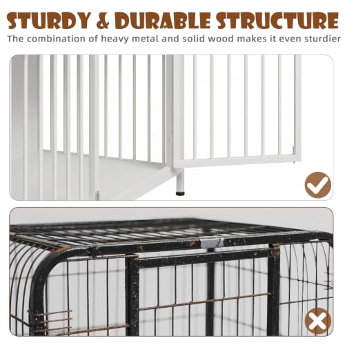 44 Inch Large Dog Crate Furniture with Storage Drawers, view 8