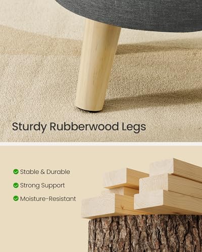 SONGMICS Storage Ottoman, Foot Stool, Foot Rest with Wood Legs | Small Table for Hallway, Living Room, 12.2 Inches, Linen-Look Fabric, Slate Gray ULOM514GN01