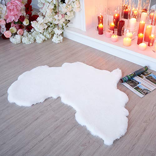 Lith Home Afro Faux Rabbit Fur Rug&Throw-Ultra Soft Plush Luxurious Chair Couch Sofa Bed Furniture Cover or Nursery Room-3x3 ft White African Map Shape