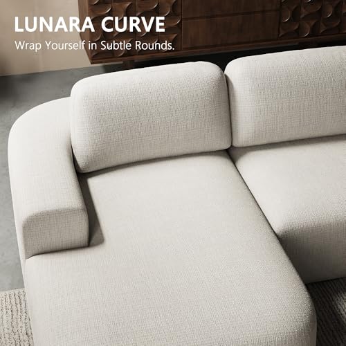 107'' Modular Sectional Sofa Couch with Chaise, No Assembly Required, Modern Bouclé-Inspired Upholstery, Convertible L-Shaped Design for Living Room – Ivory Beige