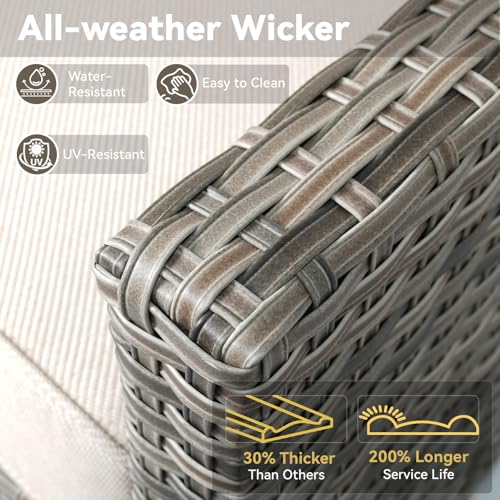 Outdoor Patio Furniture Set-5 Pieces All-Weather Wicker Outdoor Furniture with Swivel Patio Chairs Outdoor Patio Conversation Set for Garden Porch Deck Grey/Beige