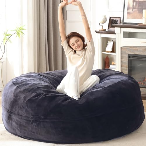Bean Bag Chair for Adults Soft Comfy Bean Bag for Adults, Cozy Reading Chair, Large Round Bean Bag Couch, Versatile Living Room & Bedroom Chairs (Blue, 6FT)