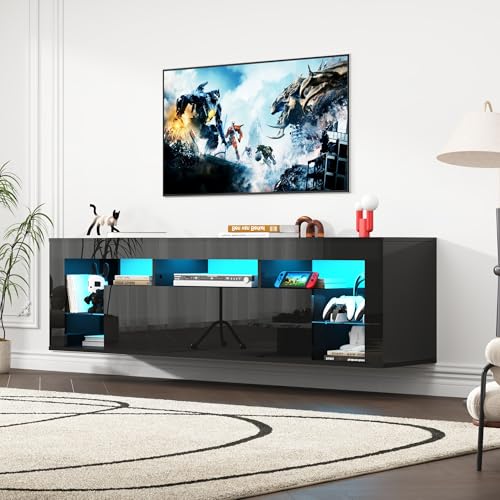 63" Floating High Gloss LED TV Stand for 75" TVs, view 8