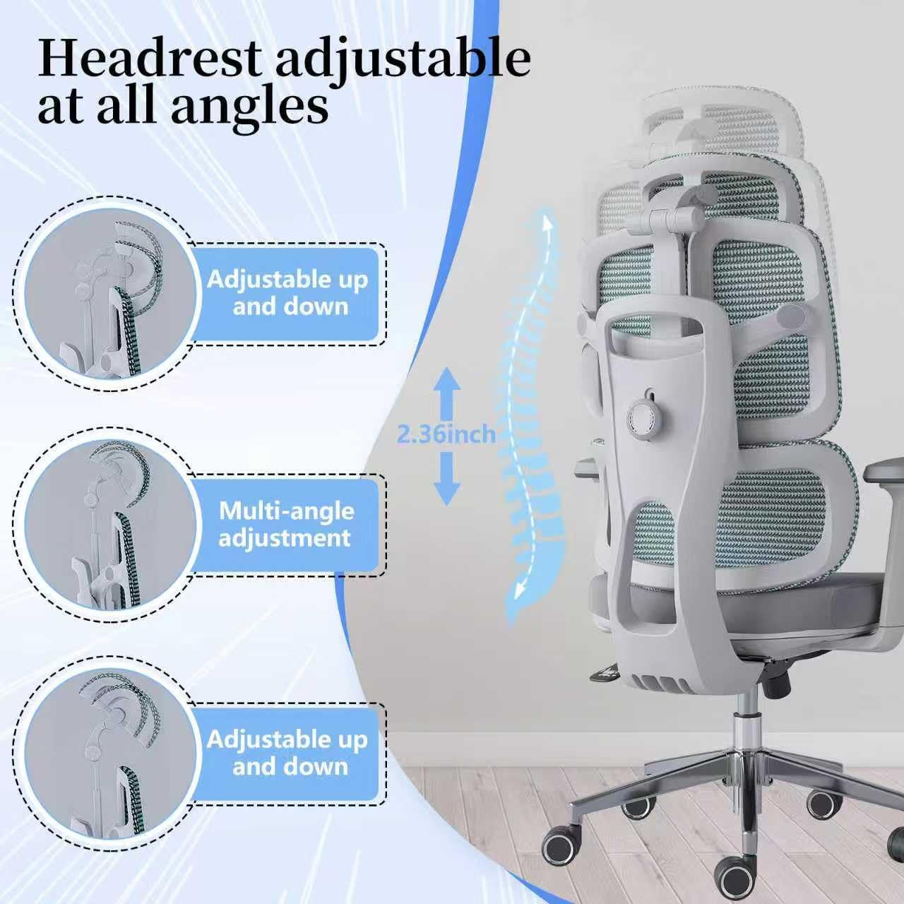 Ergonomic Office Chair 500 LBS Home Mesh Office Chair Comfortable Gaming Desk Chairs Adjustable 90-125° Tilt Rolling Computer Chairs with Wheel 3D Armrest