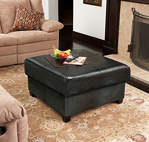Square Storage Ottoman, Cube Ottoman with Legs, Leather Foot Stool | Footrest, PU Leather Ottoman with Storage, Upholstered Folding Bench for Living Room, Bedroom, 23.6 x 23.6 x15 Inches