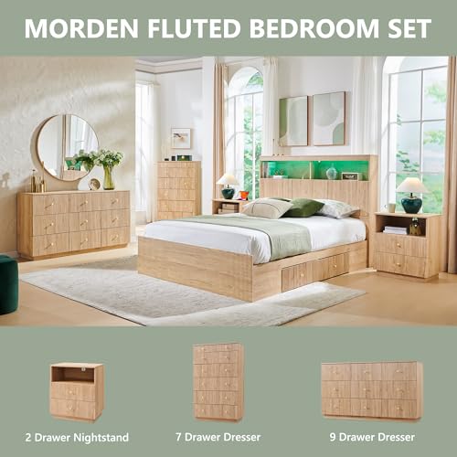 Fluted Dresser for Bedroom with 7 Drawers, view 7