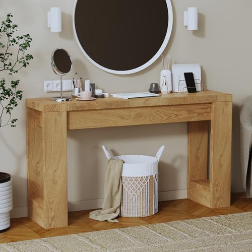 47" Console Table, Farmhouse Entryway Table, Narrow Sofa Table | Rustic Table with Storage Shelf, Sturdy Sofa Table for Hallway Living Room, Modern Wood Accent Furniture Space-Saving
