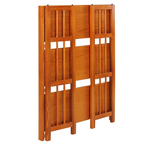 3-Shelf Folding Stackable Bookcase (27.5" Wide)-Honey Oak