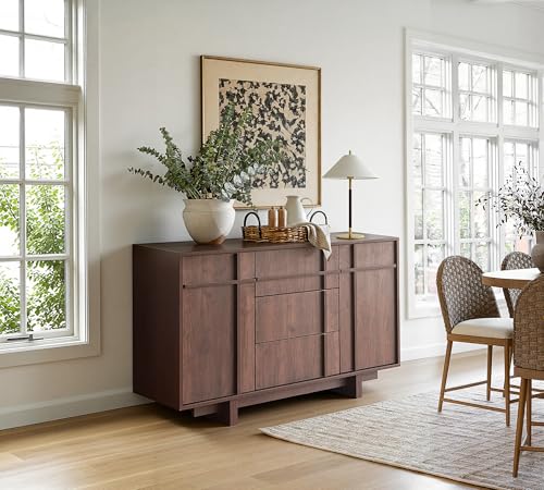 47.2" Buffet Cabinet with Storage, Skeleton Line Design, Walnut, view 7