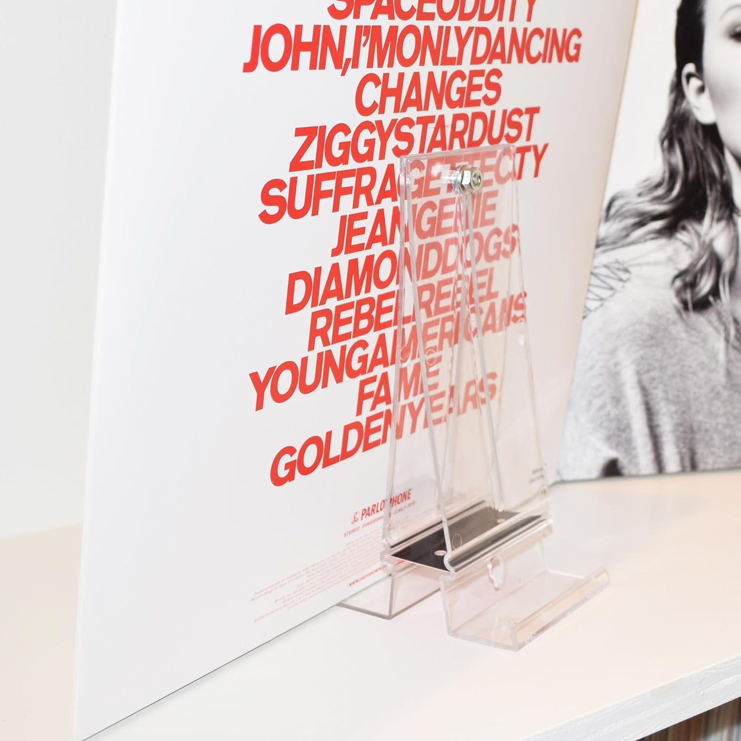 Album Mount 5 Pack Wall Mount Album Frame Brackets or Shelf Stand, Adjustable, Clear to Display Vinyl Records