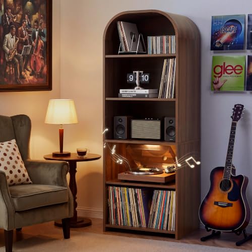 63'' Tall Record Player Stand, 5 Tier Large Record Player Storage Cabinet, view 7