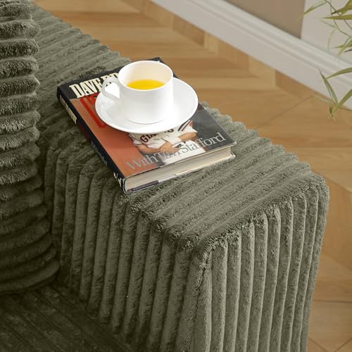 109" Modular L-Shaped Corner Cloud Sofa Corduroy Modular Couches with Deep Seat, 3 Pieces Compressed Boneless Sofa W/Left Chaise Lounge and 4 Pillows for Living Room