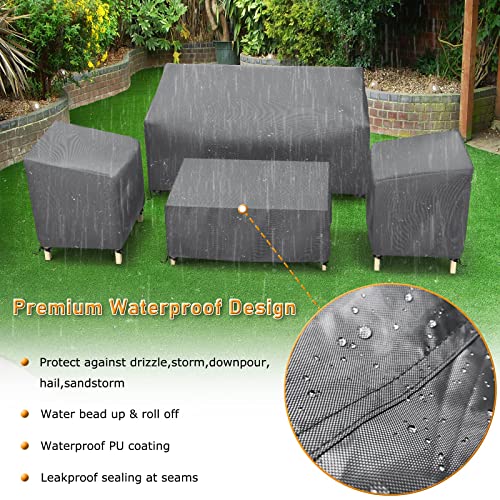 Outdoor Waterproof Patio Furniture Covers 4-Piece Set for Chairs, Loveseat and Coffee Table, Grey
