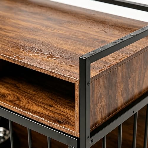 Large Dog Crate Furniture, 48" Vintage Brown Wooden Kennel for Big Dogs, view 8