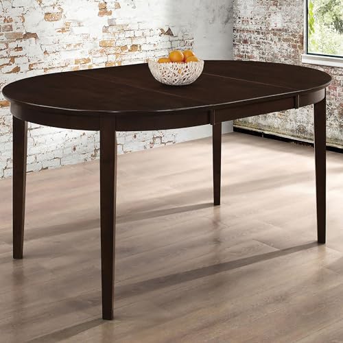 Cappuccino oval dining table with leaf extension, view 2