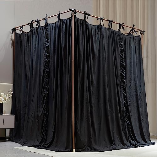 4 Corners Post Princess Curtain Bed Canopy Double Layer Cozy Mosquito Net Mesh, view 8