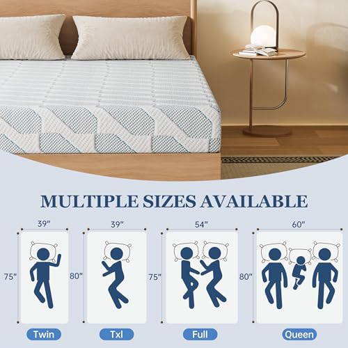 EYN Twin Size Memory Foam Mattress, 6 Inch Twin Bed Mattresses in a Box, Relieve Pressure with Medium Support, CertiPUR-US Certified, 75''L x 38''W