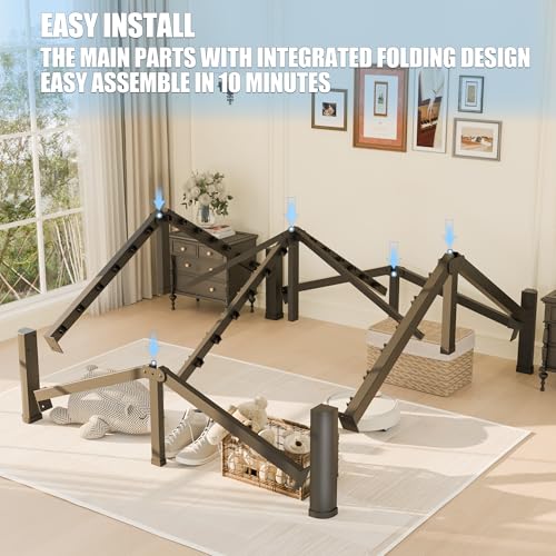 18 inch Full Size Bed Frame with Round Corner Legs Mattress Slide Stopper, view 7
