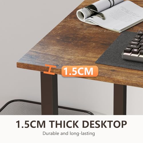 Computer Desk,Home Office Desk, Modern Simple Style for Home Office Study Writing (Brown, 55 Inch)