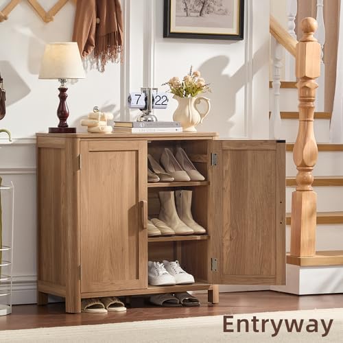 Sideboard Buffet Cabinet with Storage, 31.5" Arc-Shaped Credenza with 2 Doors & Adjustable Shelves, Mid Century Modern Coffee Bar Storage Cabinet for Kitchen, Living Room, Entryway, Darkwood