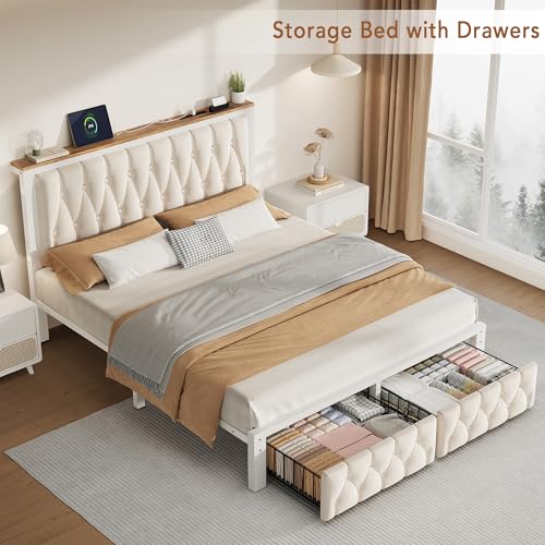 Queen Bed Frame with 2 Storage Drawers, view 8