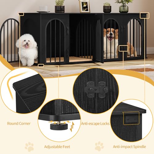 63" Double Dog Crate Furniture, Dog Kennel Indoor with Cushion, view 8