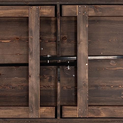 HERCULES 7' x 40" Rectangular Antique Rustic Solid Pine Folding Farm Table, Mahogany